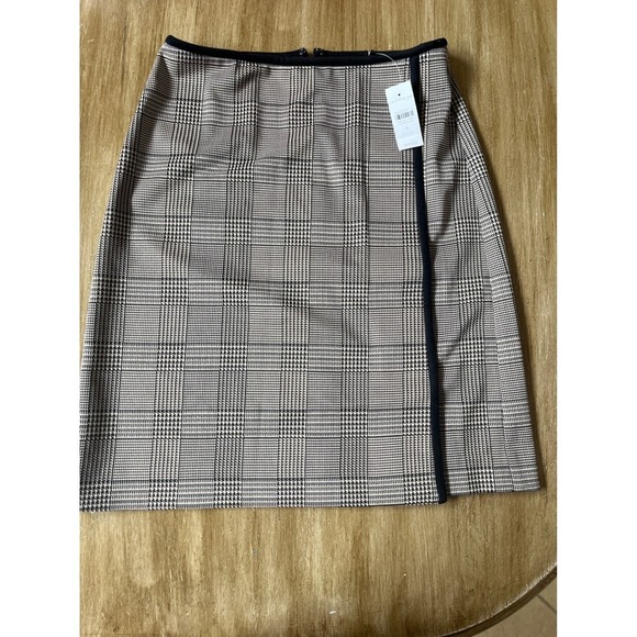Ann Taylor Houndstooth Plaid Skirt Pencil Size 0 retail $89 NWT - Picture 1 of 6